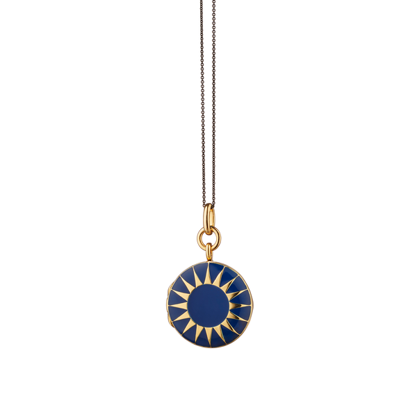 Locket X Color Yellow Gold Vermeil and Blue Enamel Round Pendant